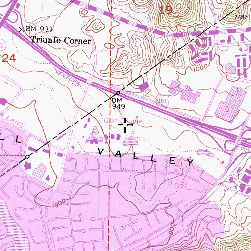 Topographic Map of Westlake Village Golf Course, CA