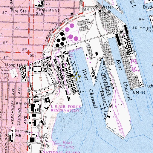 Topographic Map of Cabrillo Marina, CA