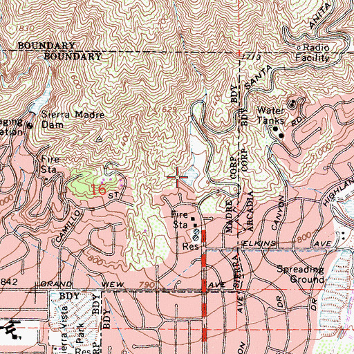Topographic Map of Lannan Debris Basin, CA