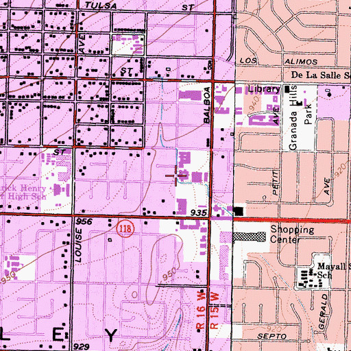 Topographic Map of Granada Hills Community Hospital, CA