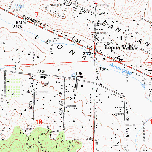 Topographic Map of Leona Valley Elementary School, CA