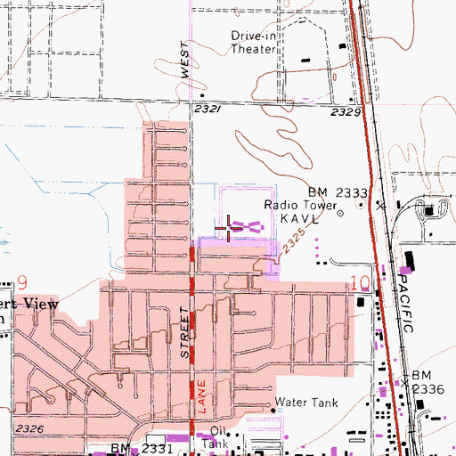 Topographic Map of Mariposa Elementary School, CA