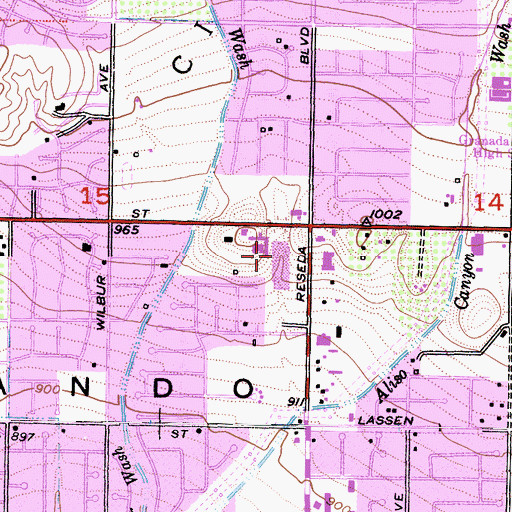 Topographic Map of Northridge Shopping Center, CA