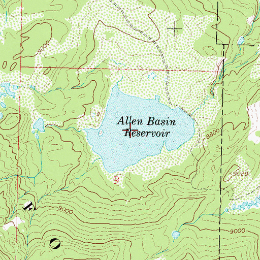 Topographic Map of Allen Basin Reservoir, CO