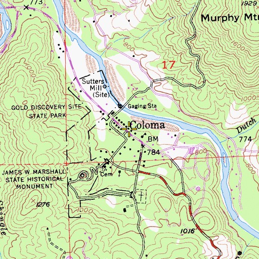 Topographic Map of Koloma (historical), CA