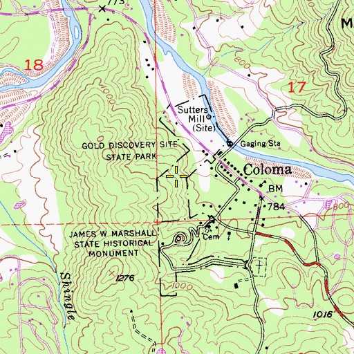 Topographic Map of Monument Trail, CA