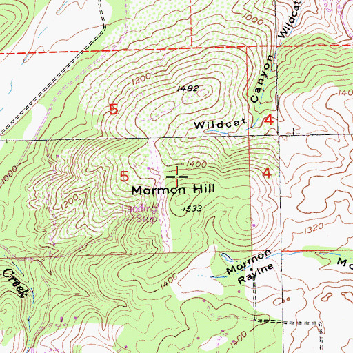 Topographic Map of Mormon Hill Mine, CA