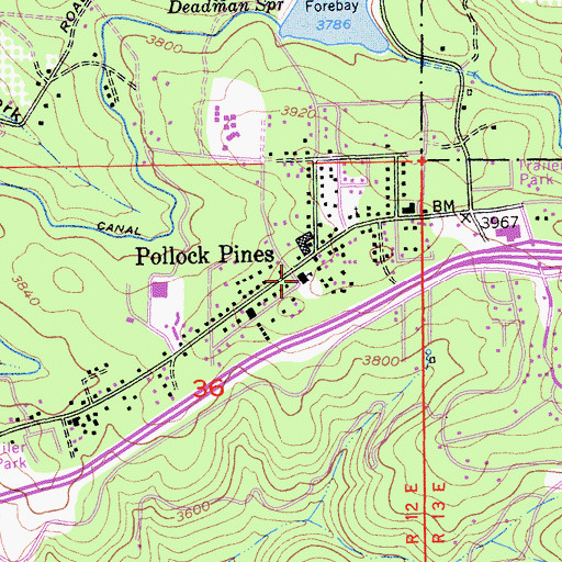 Topographic Map of Pollock Pines Elementary School, CA