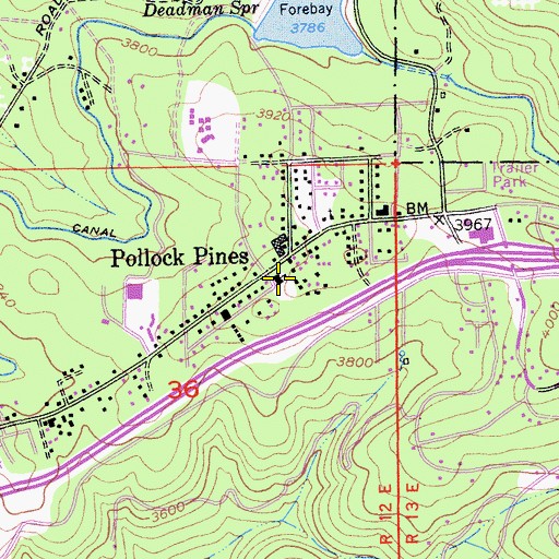 Topographic Map of Pollock Pines Elementary School, CA