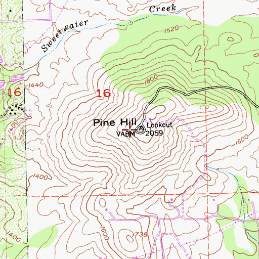Topographic Map of Pine Hill State Ecological Reserve, CA