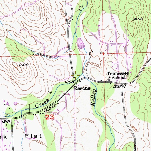 Topographic Map of Rescue Post Office, CA