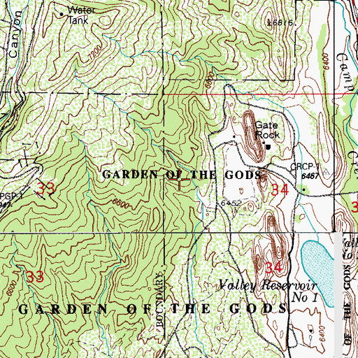 Topographic Map of Garden of the Gods Mine, CO