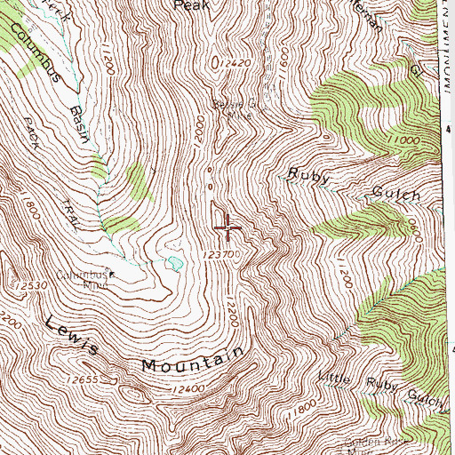 Topographic Map of Moonlight Mine, CO