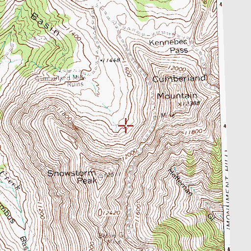 Topographic Map of Snowstorm Mine, CO