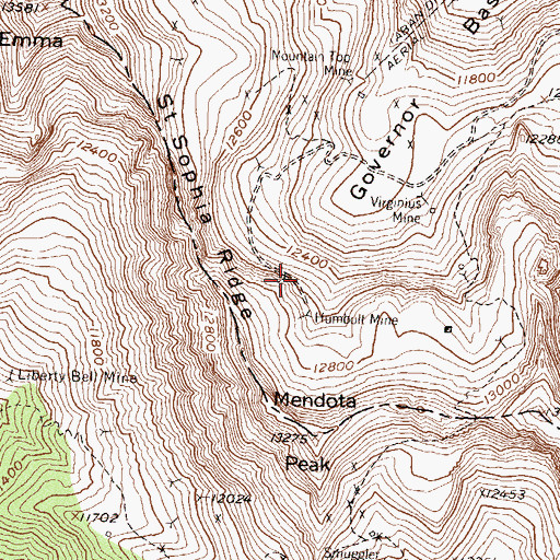 Topographic Map of Governor Mine, CO