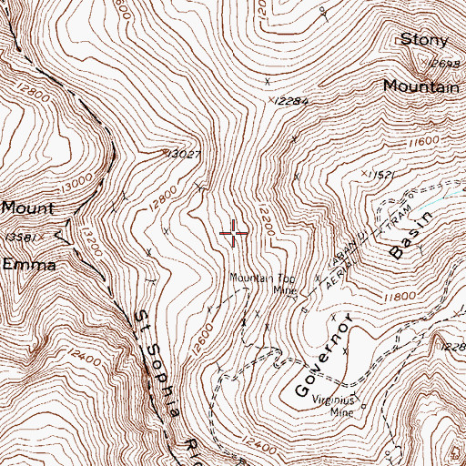 Topographic Map of Sunrise Tunnel Mine, CO