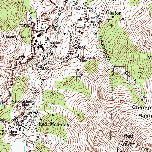 Topographic Map of Bailey Shaft Mine, CO
