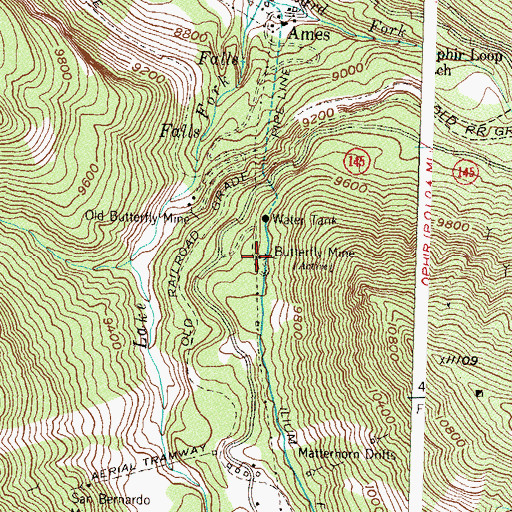 Topographic Map of Butterfly Mine, CO