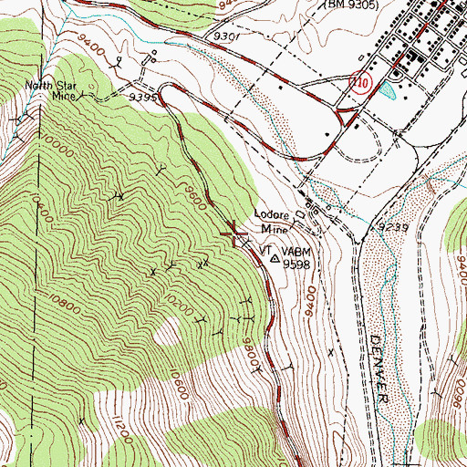 Topographic Map of Mineral Creek Mine, CO
