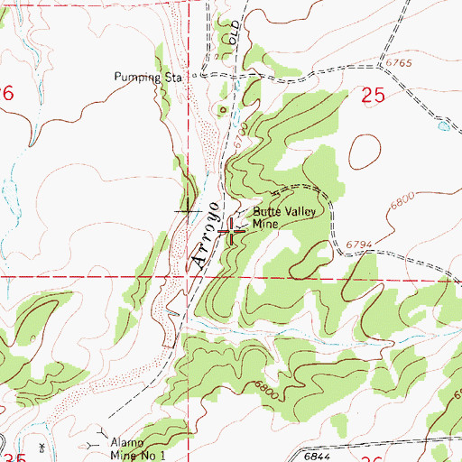 Topographic Map of Barbour Mine, CO