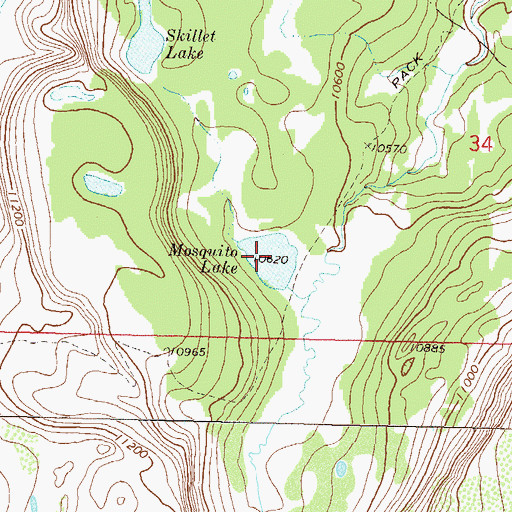 Topographic Map of Mosquito Lake, CO