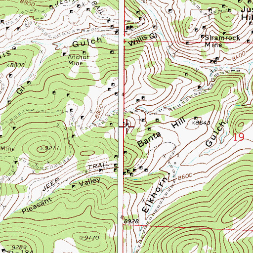 Topographic Map of Wolverine Mine, CO