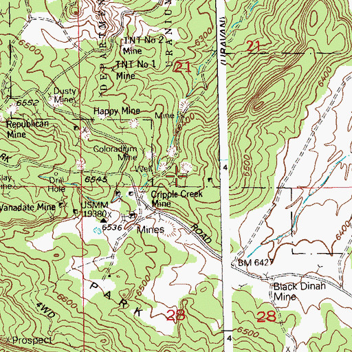Topographic Map of Donald L Dump Mine, CO