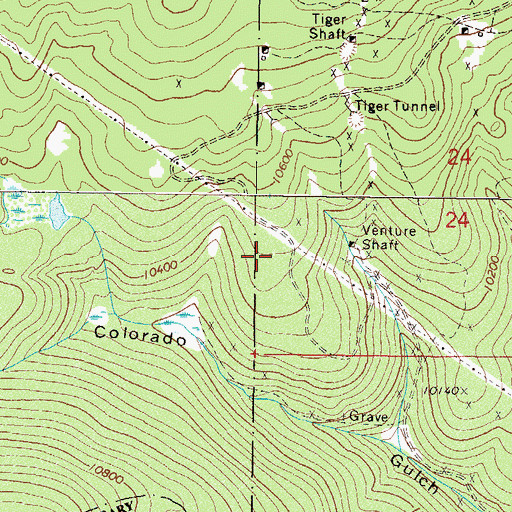 Topographic Map of Little Keystone Shaft Mine, CO