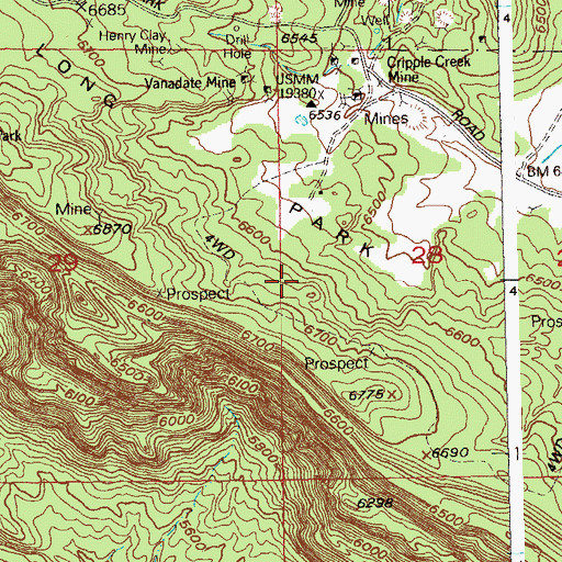 Topographic Map of Carleton Mine, CO