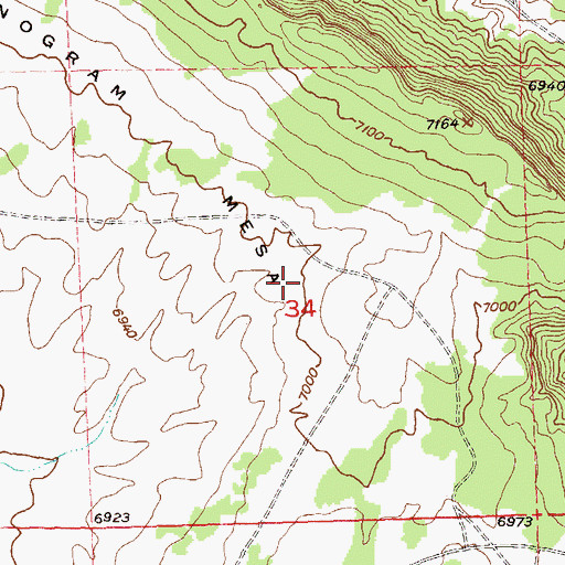 Topographic Map of Lone Cedar Mine, CO