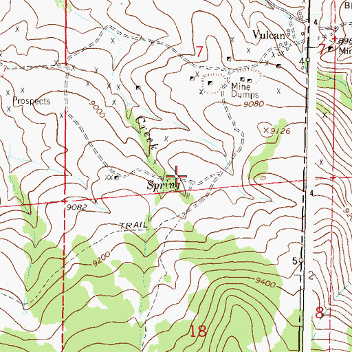 Topographic Map of Vulcan Mine, CO