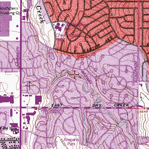 Topographic Map of Big Dry Creek Placers, CO