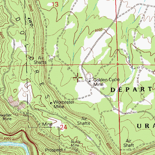 Topographic Map of Yankee Mine, CO