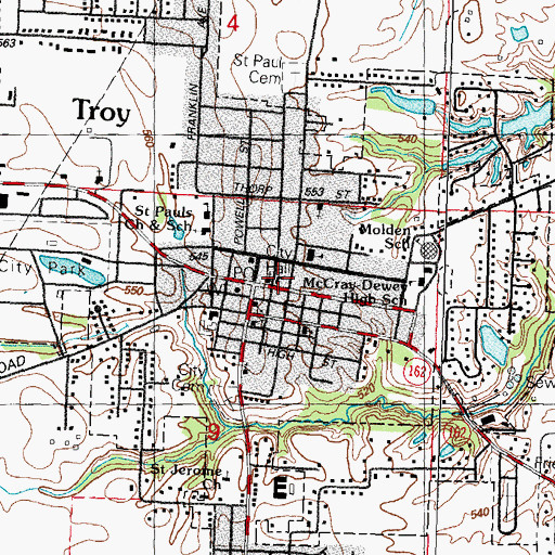 Topographic Map of Troy City Hall, IL