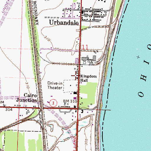 Topographic Map of Kingdom Hall, IL