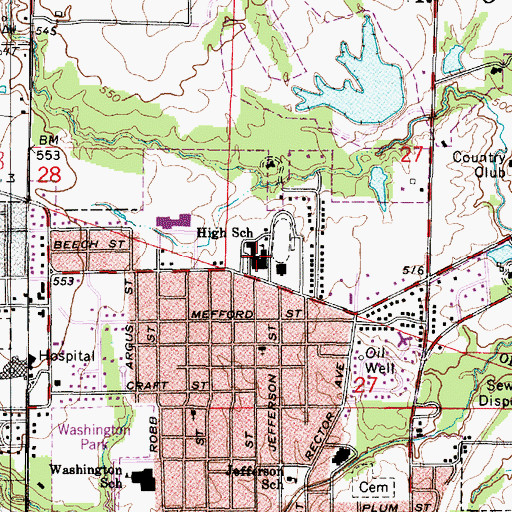 Topographic Map of Robinson High School, IL