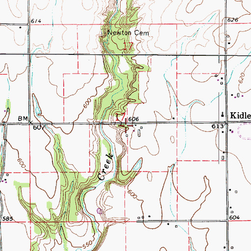 Topographic Map of Kidley School (historical), IL