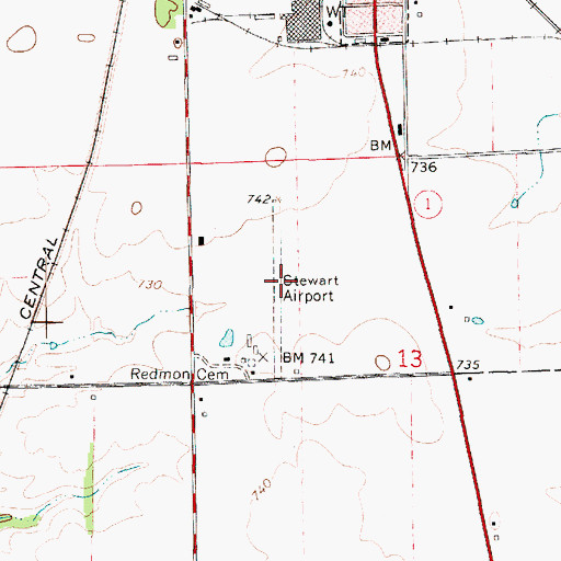 Topographic Map of Stewart Airport (historical), IL