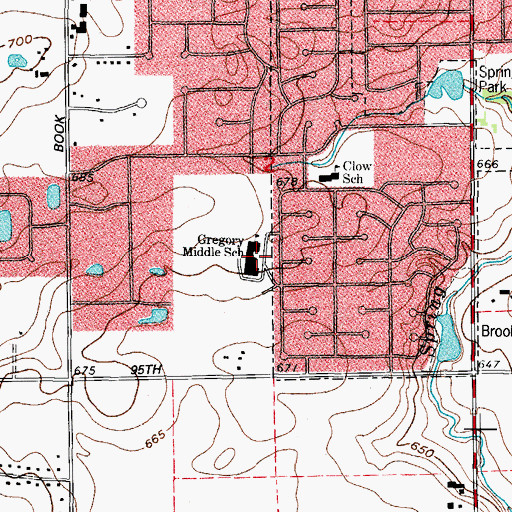 Topographic Map of Gregory Middle School, IL