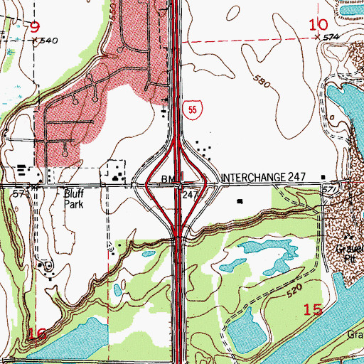 Topographic Map of Interchange 247, IL