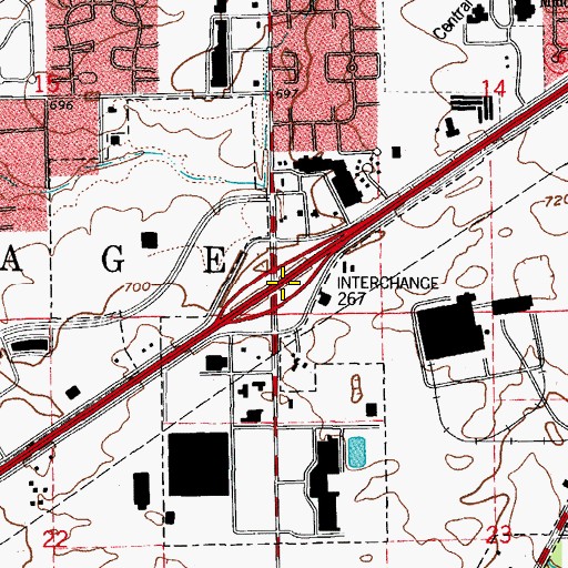 Topographic Map of Interchange 267, IL