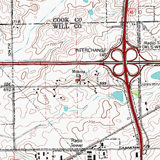 Topographic Map of Mokena Church, IL