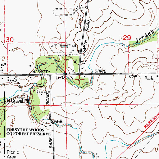 Topographic Map of Oak Grove School (historical), IL