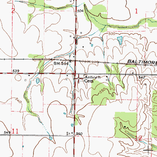 Topographic Map of Antioch Cemetery, IL