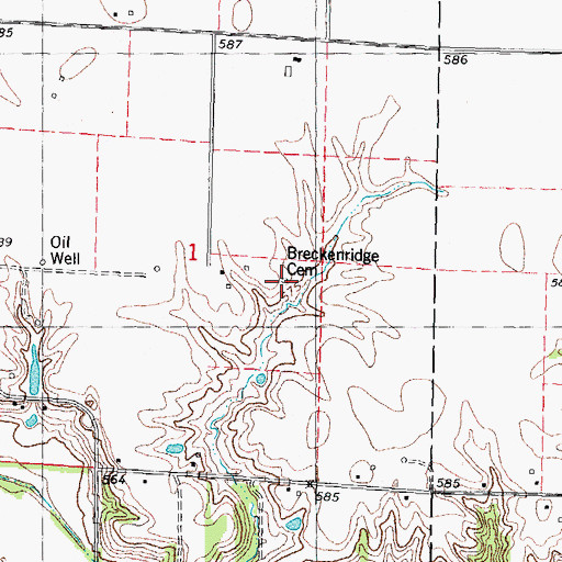 Topographic Map of Breckenridge Cemetery, IL