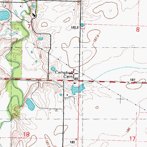 Topographic Map of John Campbell Cemetery, IL