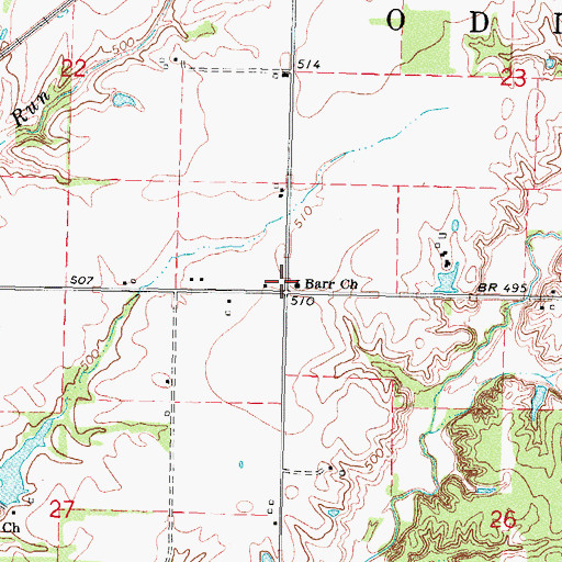 Topographic Map of Barr School (historical), IL