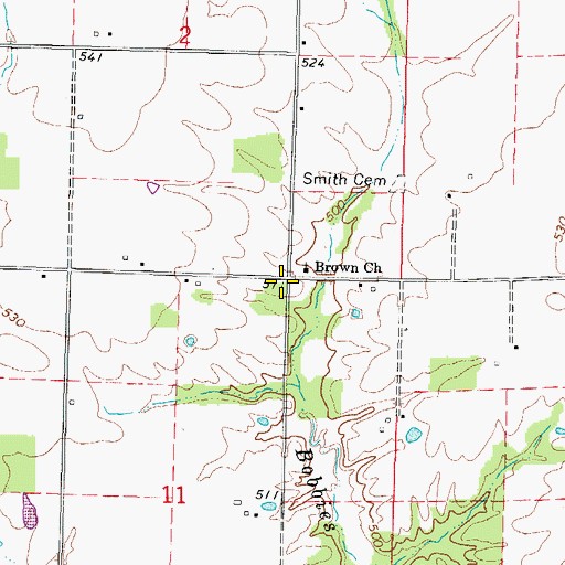 Topographic Map of Brown School (historical), IL