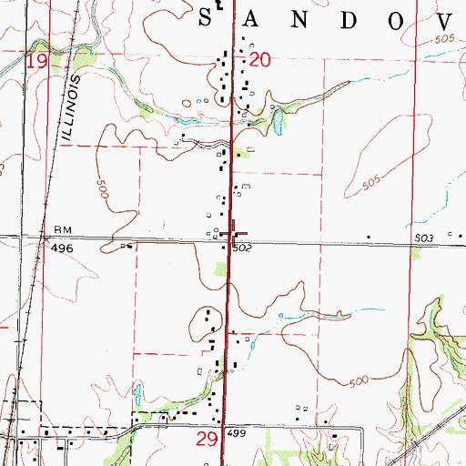 Topographic Map of Red Stripe School (historical), IL