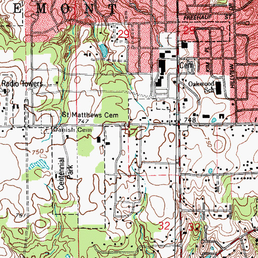 Topographic Map of Brackin School (historical), IL